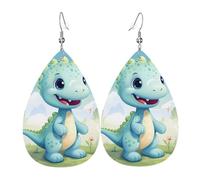 Boucles d'oreilles en cuir en forme de larme pour femme, huile sur toile, fleurs imprimées, boucles d'oreilles pendantes légères, accessoires de bijoux, taille unique, Cuir