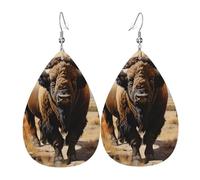 Boucles d'oreilles en cuir en forme de larme pour femme, huile sur toile, fleurs imprimées, boucles d'oreilles pendantes légères, accessoires de bijoux, taille unique, Cuir