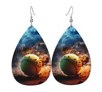 Boucles d'oreilles en cuir en forme de larme pour femme, huile sur toile, fleurs imprimées, boucles d'oreilles pendantes légères, accessoires de bijoux, taille unique, Cuir