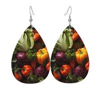 Boucles d'oreilles en cuir en forme de larme pour femme, huile sur toile, fleurs imprimées, boucles d'oreilles pendantes légères, accessoires de bijoux, taille unique, Cuir