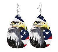 Boucles d'oreilles en cuir en forme de larme pour femme - Motif drapeau d'aigle à tête blanche - Légères - Pendentifs en cuir - Cadeau tendance - Taille unique - Cuir - Sans pierre précieuse, taille