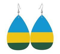 Boucles d'oreilles en cuir en forme de larme pour femme, motif drapeau de l'Ouzbékistan, boucles d'oreilles pendantes légères, accessoires de bijoux, taille unique, Cuir