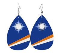 Boucles d'oreilles en cuir en forme de larme pour femme, motif drapeau de l'Ouzbékistan, boucles d'oreilles pendantes légères, accessoires de bijoux, taille unique, Cuir