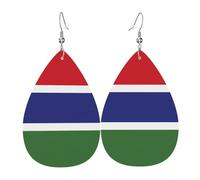 Boucles d'oreilles en cuir en forme de larme pour femme, motif drapeau de l'Ouzbékistan, boucles d'oreilles pendantes légères, accessoires de bijoux, taille unique, Cuir