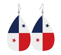 Boucles d'oreilles en cuir en forme de larme pour femme, motif drapeau de l'Ouzbékistan, boucles d'oreilles pendantes légères, accessoires de bijoux, taille unique, Cuir