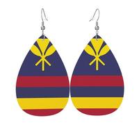 Boucles d'oreilles en cuir en forme de larme pour femme, motif drapeau de l'Ouzbékistan, boucles d'oreilles pendantes légères, accessoires de bijoux, taille unique, Cuir