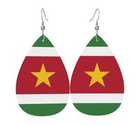 Boucles d'oreilles en cuir en forme de larme pour femme, motif drapeau de l'Ouzbékistan, boucles d'oreilles pendantes légères, accessoires de bijoux, taille unique, Cuir