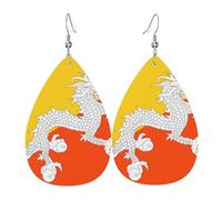 Boucles d'oreilles en cuir en forme de larme pour femme, motif drapeau de l'Ouzbékistan, boucles d'oreilles pendantes légères, accessoires de bijoux, taille unique, Cuir