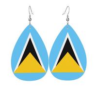 Boucles d'oreilles en cuir en forme de larme pour femme, motif drapeau de l'Ouzbékistan, boucles d'oreilles pendantes légères, accessoires de bijoux, taille unique, Cuir