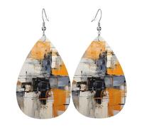 Boucles d'oreilles en cuir en forme de larme pour femme, motif léopard dans une veste en cuir, boucles d'oreilles pendantes légères, accessoires de bijoux, taille unique, Cuir