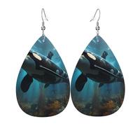 Boucles d'oreilles en cuir en forme de larme pour femme, motif léopard dans une veste en cuir, boucles d'oreilles pendantes légères, accessoires de bijoux, taille unique, Cuir