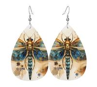 Boucles d'oreilles en cuir en forme de larme pour femme, motif léopard dans une veste en cuir, boucles d'oreilles pendantes légères, accessoires de bijoux, taille unique, Cuir