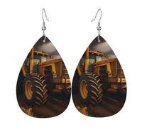 Boucles d'oreilles en cuir en forme de larme pour femme, tournesol jaune imprimé à l'huile, boucles d'oreilles pendantes légères, accessoires de bijoux, taille unique, Cuir