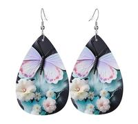 Boucles d'oreilles en cuir en forme de larme pour femme, tournesol jaune imprimé à l'huile, boucles d'oreilles pendantes légères, accessoires de bijoux, taille unique, Cuir