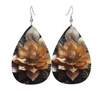 Boucles d'oreilles en cuir en forme de larme pour femme, tournesol jaune imprimé à l'huile, boucles d'oreilles pendantes légères, accessoires de bijoux, taille unique, Cuir