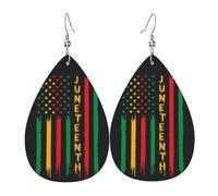 Boucles D'Oreilles En Cuir En Forme De Larme Pride African Of American June Teenth Independence Balancent Boucles D'Oreilles En Cuir Élégantes Et Belles Pour Dames Filles À Porter Au Quotidien