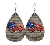 Boucles D'Oreilles En Cuir En Forme De Larme Primitive Patriotic Star Spangled Banner American Flag Boucles D'Oreilles En Cuir Légères Et Tendance Pour Cadeau Tendance À Porter Au Quotidien