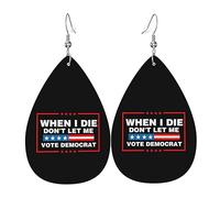 Boucles D'Oreilles En Cuir En Forme De Larme Quand Je Mourrai, Ne Me Laissez Pas Voter Démocrate Balancent Accessoires De Mode Femme Pour À Porter Au Quotidien 2 Paires