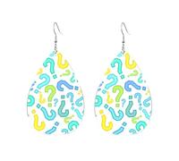 Boucles D'Oreilles En Cuir En Forme De Larme Question Marks Seamless Pattern Bijoux Légers En Forme De Larme Pour Femme Pour Parfaites Pour Les Fêtes Remise De Diplôme