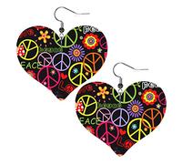 Boucles D'Oreilles En Cuir En Forme De Larme Rainbow Peace Love Heart Flower Légères Et Tendance Bijoux Légers En Forme De Larme Balancent Pour Remise De Diplôme Cadeau Tendance
