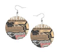 Boucles D'Oreilles En Cuir En Forme De Larme Retro Theater Movie Night Cinema Boucles D'Oreilles En Cuir Élégantes Et Belles Pour Remise De Diplôme Pour Dames Filles