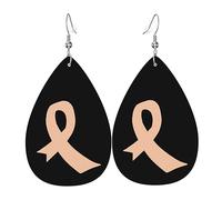 Boucles D'Oreilles En Cuir En Forme De Larme Ruban De Sensibilisation Aux Cancers De L'Utérus Drapeau Américain Femme Boucles D'Oreilles En Cuir Balancent Pour Dames Filles 2 Paires