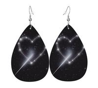 Boucles D'Oreilles En Cuir En Forme De Larme Shooting Star Heart Print Parfaits Boucles D'Oreilles En Cuir Balancent Pour Parfaites Pour Les Fêtes À Porter Au Quotidien