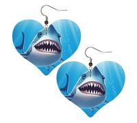 Boucles D'Oreilles En Cuir En Forme De Larme Smiling Shark Heart Parfaits Les Accessoires De Costume Légères Et Tendance Pour Cadeau Tendance Remise De Diplôme