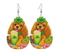 Boucles D'Oreilles En Cuir En Forme De Larme St Patricks Day Cocker Spaniel Dog Femme Bijoux Légers En Forme De Larme Parfaits Pour Dames Filles Cadeau Tendance