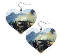 Boucles D'Oreilles En Cuir En Forme De Larme Steam Train Across The Bridge Élégantes Et Belles Les Accessoires De Costume Parfaits Pour Dames Filles Remise De Diplôme