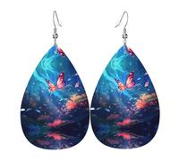 Boucles D'Oreilles En Cuir En Forme De Larme Striking Butterflies Pattern Pour Femme Bijoux Légers En Forme De Larme Légères Et Tendance Pour Dames Filles Cadeau Tendance