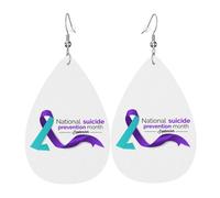 Boucles D'Oreilles En Cuir En Forme De Larme Suicide Prevention Awareness Month Purple Ribbon Bijoux Légers En Forme De Larme Légères Et Tendance Pour Remise De Diplôme Pour Dames Filles