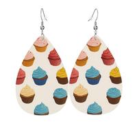 Boucles D'Oreilles En Cuir En Forme De Larme Sweet Cupcakes Parfaits Accessoires De Mode Légères Et Tendance Pour Parfaites Pour Les Fêtes À Porter Au Quotidien