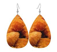 Boucles D'Oreilles En Cuir En Forme De Larme Tasty Pieces Chicken Nuggets Légères Et Tendance Accessoires De Mode Balancent Pour Parfaites Pour Les Fêtes Remise De Diplôme
