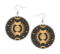 Boucles D'Oreilles En Cuir En Forme De Larme The Triple Moon Goddess Sun Accessoires De Mode Élégantes Et Belles Pour Pour Dames Filles Cadeau Tendance