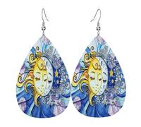 Boucles D'Oreilles En Cuir En Forme De Larme The Triple Moon Goddess Sun Boucles D'Oreilles En Cuir Élégantes Et Belles Pour Cadeau Tendance Parfaites Pour Les Fêtes