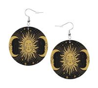 Boucles D'Oreilles En Cuir En Forme De Larme The Triple Moon Goddess Wiccan Pentagram Symbol Accessoires De Mode Légères Et Tendance Pour Cadeau Tendance Pour Dames Filles