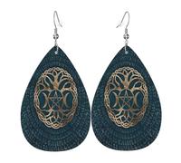 Boucles D'Oreilles En Cuir En Forme De Larme The Triple Moon Goddess Wiccan Pentagram Symbol Accessoires De Mode Balancent Pour Parfaites Pour Les Fêtes Cadeau Tendance