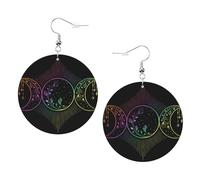 Boucles D'Oreilles En Cuir En Forme De Larme The Triple Moon Goddess Wiccan Pentagram Symbol Accessoires De Mode Balancent Pour Remise De Diplôme Cadeau Tendance