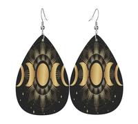 Boucles D'Oreilles En Cuir En Forme De Larme The Triple Moon Goddess Wiccan Pentagram Symbol Bijoux Légers En Forme De Larme Élégantes Et Belles Pour Remise De Diplôme Pour Dames Filles