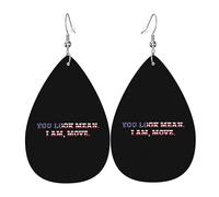 Boucles D'Oreilles En Cuir En Forme De Larme Tu As L'Air Méchant, Je Bouge Légères Et Tendance Accessoires De Mode Balancent Pour À Porter Au Quotidien 2 Paires