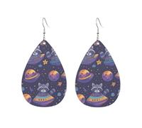 Boucles D'Oreilles En Cuir En Forme De Larme Univers Du Raton Laveur De Dessin Animé Balancent Accessoires De Mode Femme Pour Cadeau Tendance 2 Paires