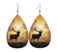 Boucles D'Oreilles En Cuir En Forme De Larme Œuvres D'Art Représentant Un Wapiti Parfaits Boucles D'Oreilles En Cuir Pour Cadeau Tendance À Porter Au Quotidien