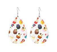 Boucles D'Oreilles En Cuir En Forme De Larme Various Kinds Of Cupcakes Parfaits Accessoires De Mode Femme Pour Parfaites Pour Les Fêtes Remise De Diplôme