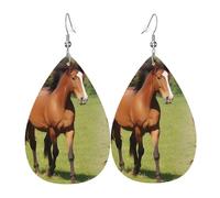 Boucles D'Oreilles En Cuir En Forme De Larme Various Kinds Of Horses Print Parfaits Bijoux Légers En Forme De Larme Balancent Pour À Porter Au Quotidien Cadeau Tendance