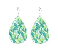 Boucles D'Oreilles En Cuir En Forme De Larme Various Kinds Of Tropical Leaves Élégantes Et Belles Bijoux Légers En Forme De Larme Femme Pour Cadeau Tendance Dames Filles