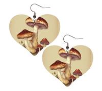 Boucles D'Oreilles En Cuir En Forme De Larme Vintage Edible Mushrooms Heart Parfaits Bijoux Légers En Forme De Larme Légères Et Tendance Pour Parfaites Pour Les Fêtes À Porter Au Quotidien