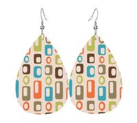 Boucles D'Oreilles En Cuir En Forme De Larme Vintage Mid Century Modern Lime Pattern Élégantes Et Belles Les Accessoires De Costume Balancent Pour Remise De Diplôme Cadeau Tendance