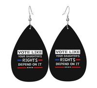 Boucles D'Oreilles En Cuir En Forme De Larme Votez Comme Si Les Droits De Votre Fille En Dépendaient. Élégantes Et Belles Les Accessoires De Costume Parfaits Pour À Porter Au Quotidien 2 Paires