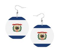 Boucles D'Oreilles En Cuir En Forme De Larme West Virginia Flag Élégantes Et Belles Accessoires De Mode Parfaits Pour Dames Filles Parfaites Pour Les Fêtes